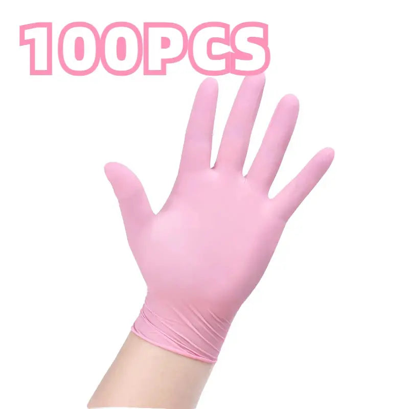 Pink nitrile gloves, 100pcs, for household cleaning and kitchen tasks