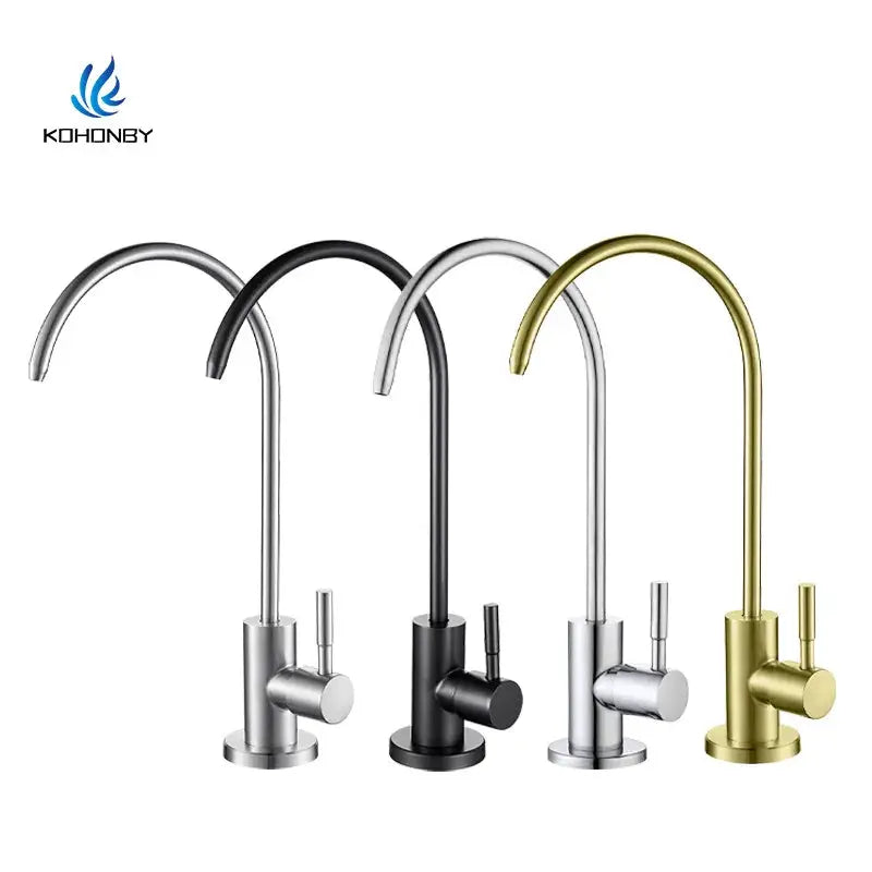 Kitchen water purifier faucet by KOHONBY, 304 stainless steel, rotatable direct-drinking spout, 5 color finishes