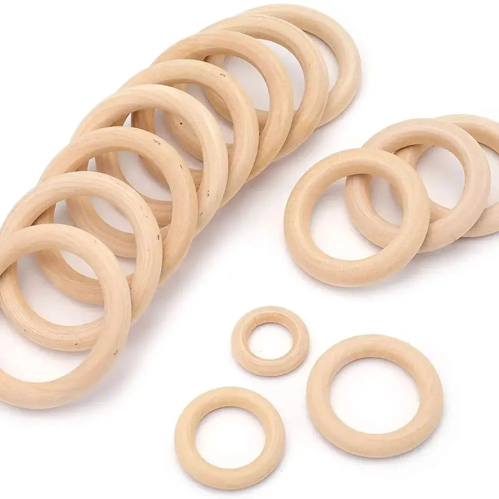 Unfinished Solid Wooden Rings 15 To 100mm Natural Wood Rings For Macrame DIY Crafts Wood Hoops Ornaments Jewelry Making