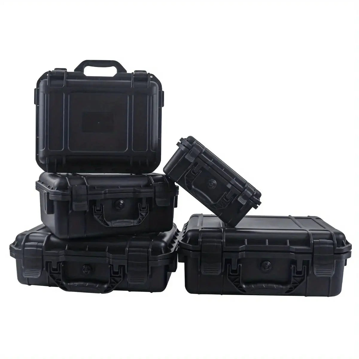 Simples Market black waterproof hard tool cases, 4-pack with handles and latches
