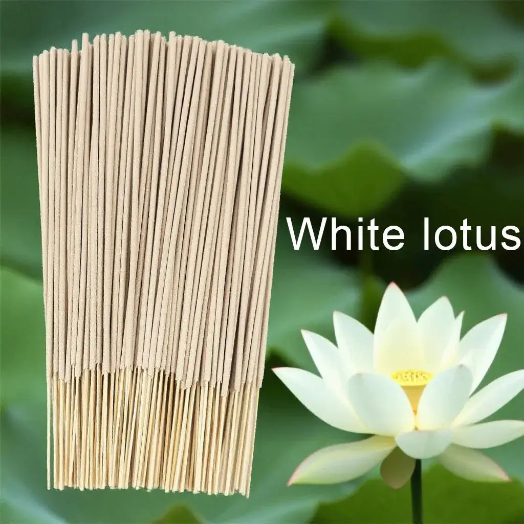 White Lotus Incense Sticks 8.7 Inch Bamboo Core Off White Natural Materials Lotus Scent Pack Sizes 20 100 222 410