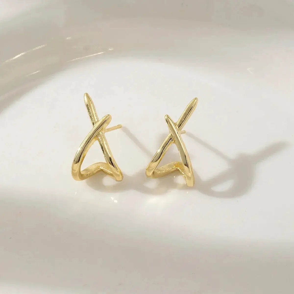 LATS Trendy Gold Color Cross Stud Earrings For Women Dainty Minimalist Earrings Fashion Jewelry Party Gifts Wholesale