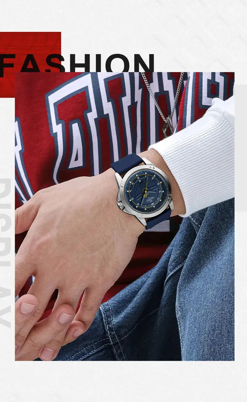 Naviforce men's casual quartz wristwatch with blue silicone strap and blue dial with luminous hands