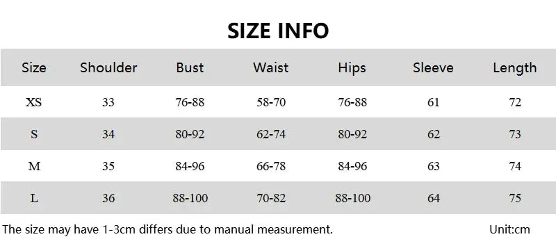 Hugcitar Spring Ribbed Square Collar Playsuit size chart by Simples Market XS–L bust/waist/hips sleeve length