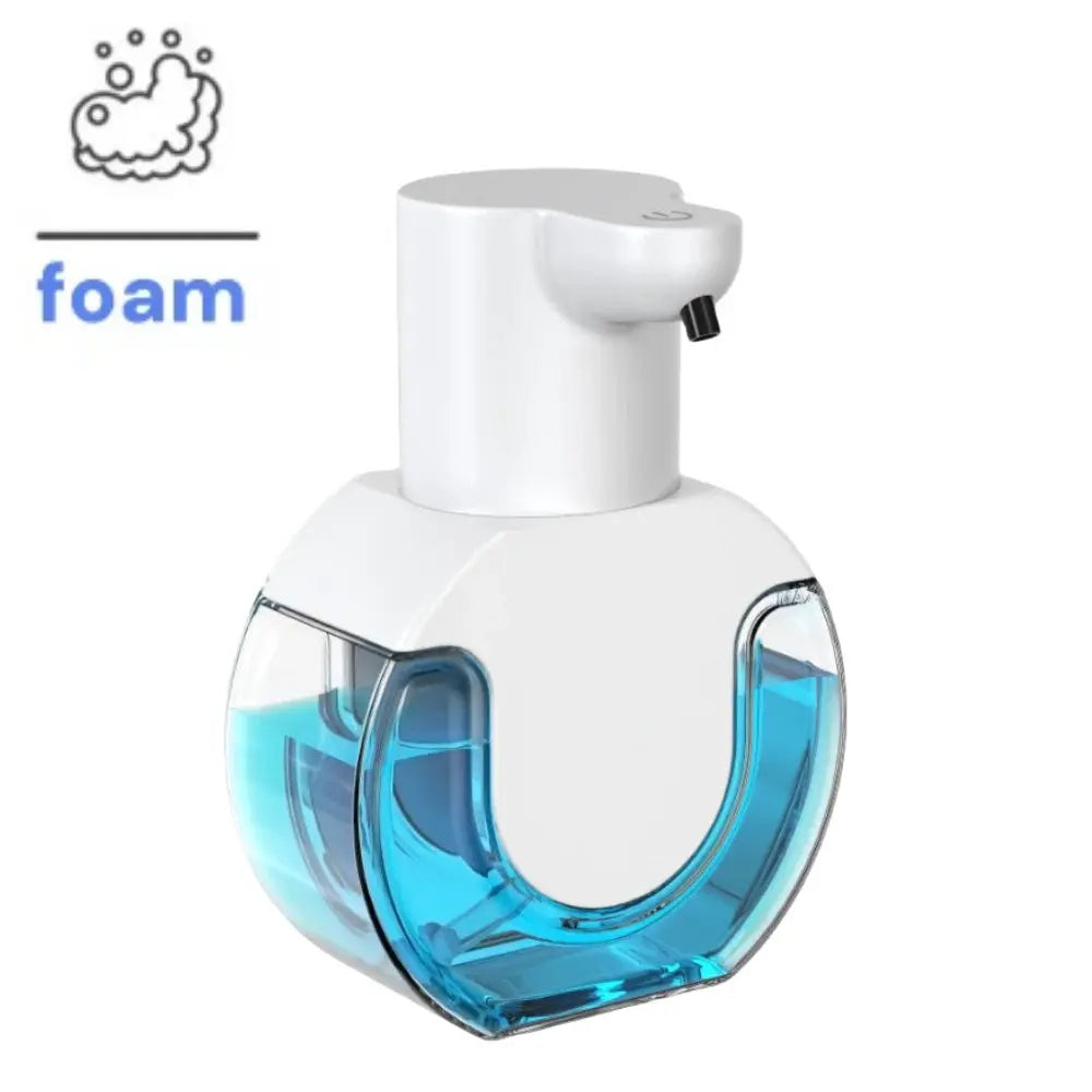Automatic liquid/foam soap dispenser, touchless with infrared sensor, USB rechargeable, white body with blue liquid reservoir