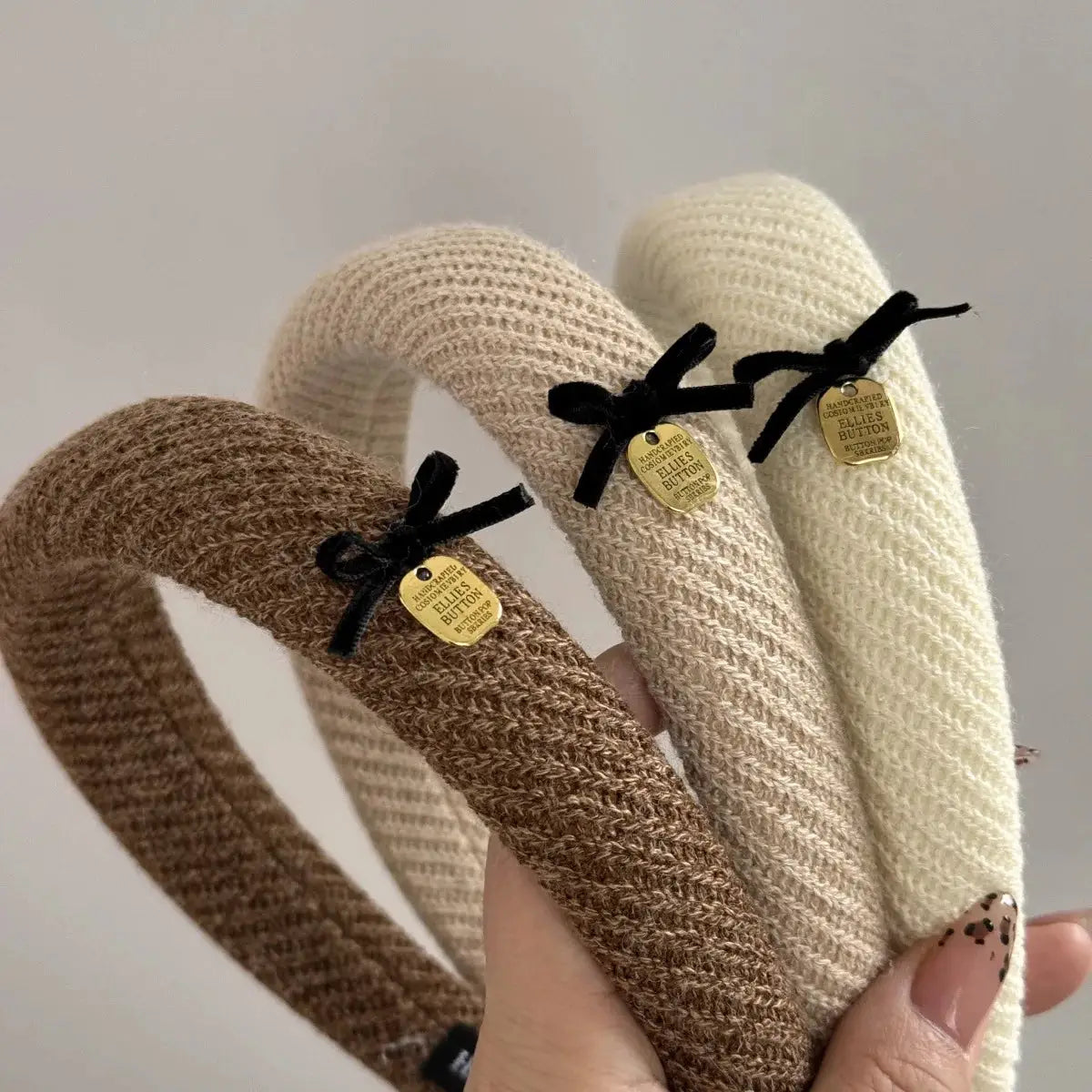 Gentle Brown Fabric Headband With Bow Featuring High Cranial Top And Cashmere Comfort For Daily Wear