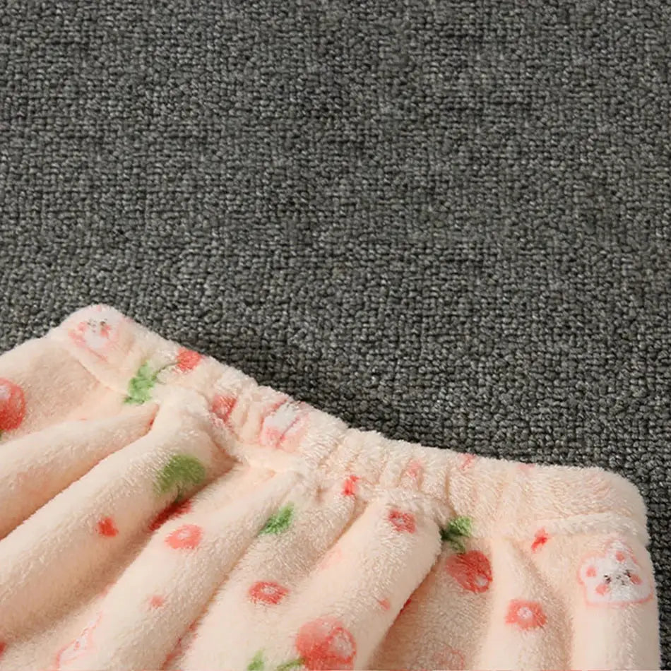 Cute Cartoon Pattern Coral Fleece Flannel Pajama Sets For Boys And Girls Long Sleeve Warm Comfortable Winter Sleepwear