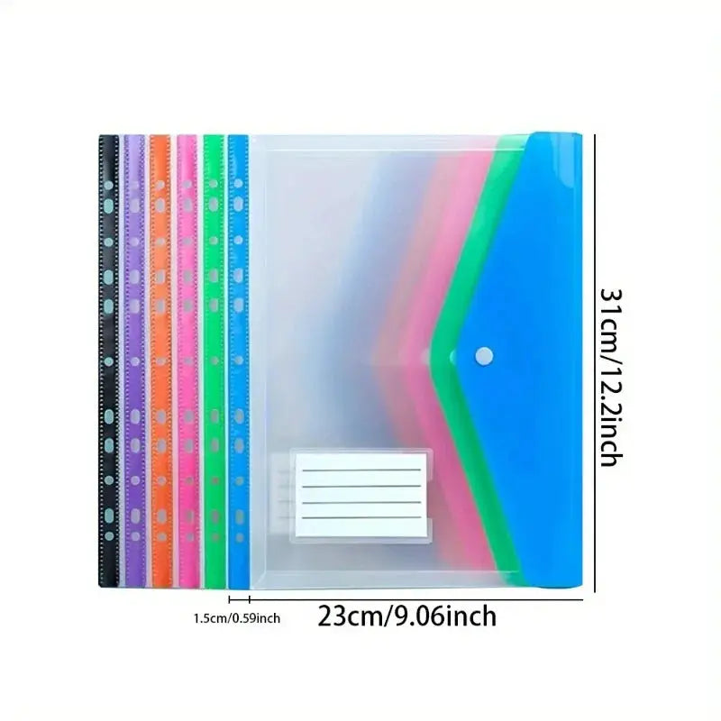 A4 binder pockets set, 6pc, Simples Market, in assorted translucent colors with label slots