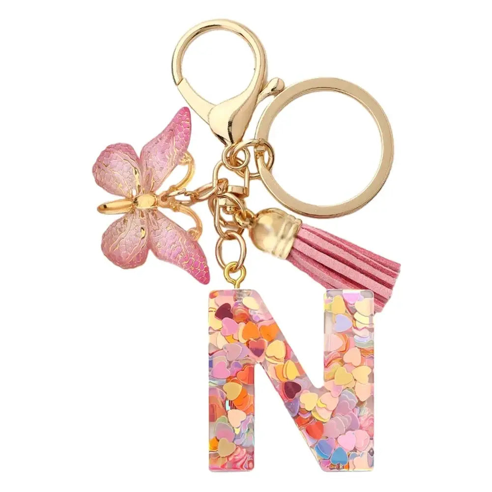 Customizable A To Z Letter Keychain With Resin Pendant Metal Holder Lobster Clasp For Keys Bags And Cars