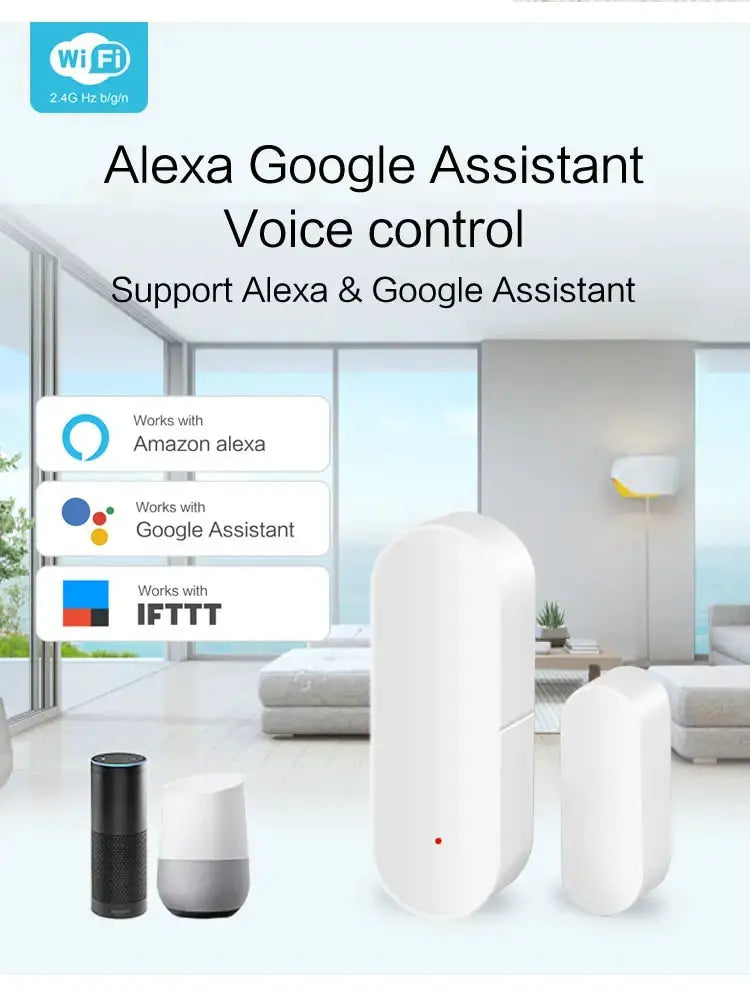 Simples Market Tuya Smart WiFi door sensor, two white open/close detectors for Alexa and Google Assistant