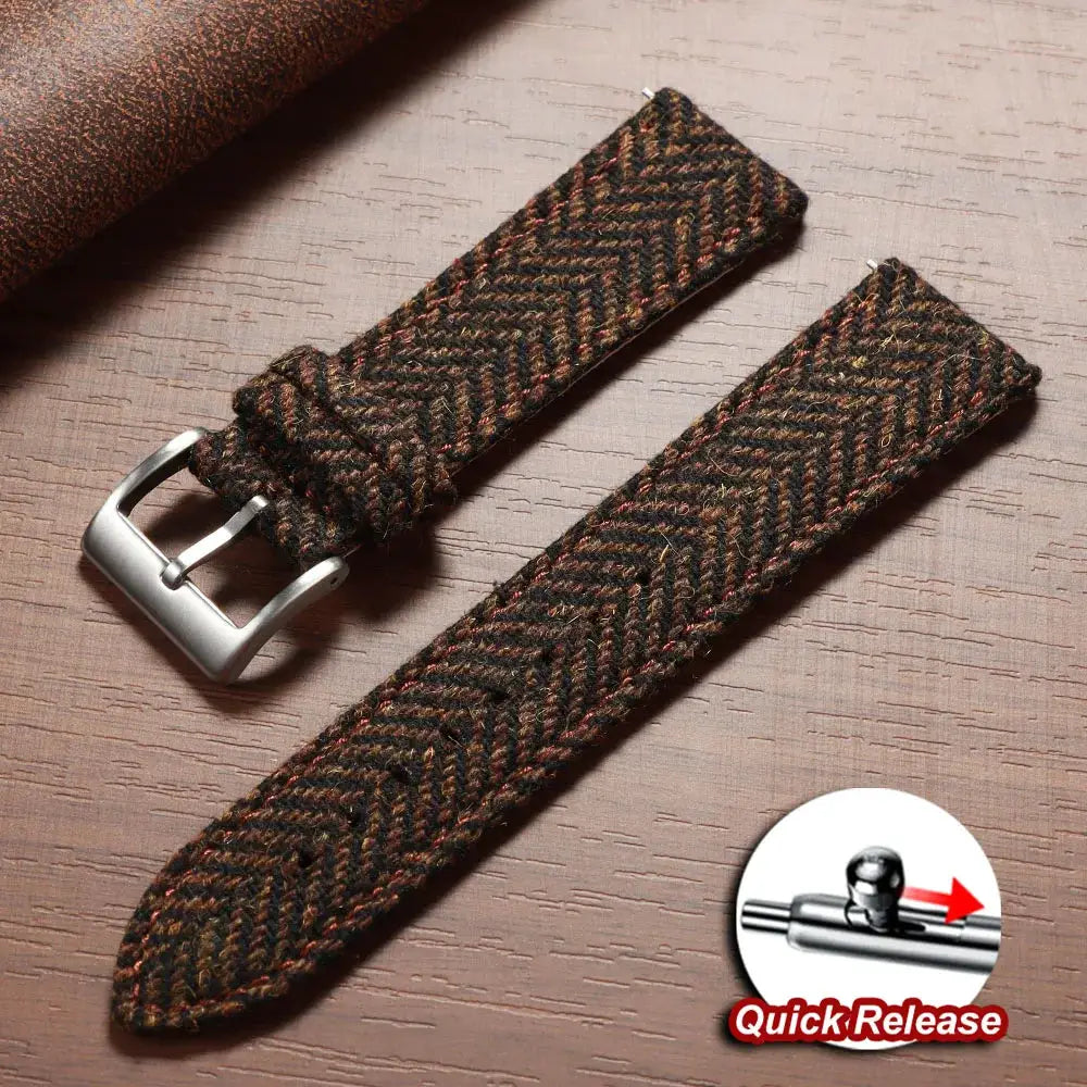 HeritageForge Quick Release Weave Bracelet For Omega And Seiko Vintage Cowhide Tweed Nylon Strap 18mm 20mm 22mm