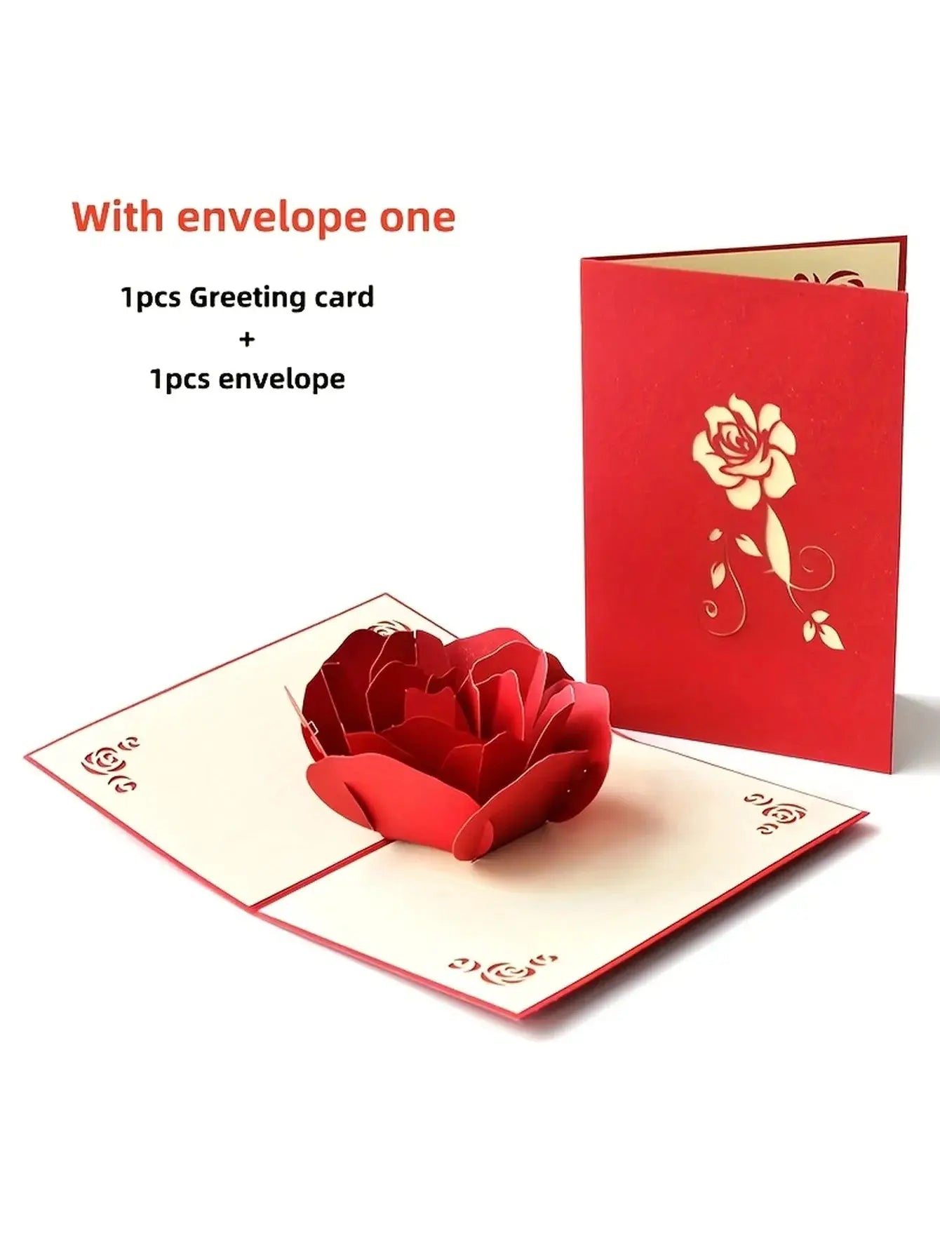 3D Pop Up Rose Card Happy Birthday Greeting Card For Anniversaries Mothers Day Weddings With Envelope