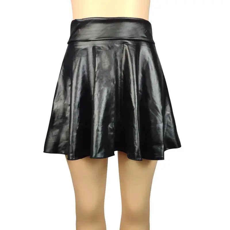 High Waist Faux Leather Textured A Line Mini Skirt For Women Slim Fit Versatile Fashion