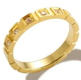 Gold Stainless Steel Ring With Round Bead And Clear Crystal Zircon Waterproof Everyday Fine Jewelry