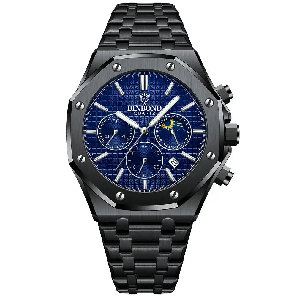 Mens Luxury Quartz Wristwatch With Stainless Steel Band Waterproof Luminous Hands Date For Professional Business Attire