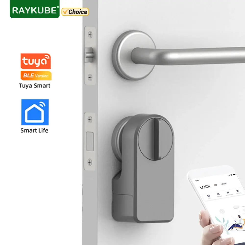A1 Pro Bluetooth Smart Door Lock, gray metal finish with Tuya Smart Life app compatibility for remote unlock