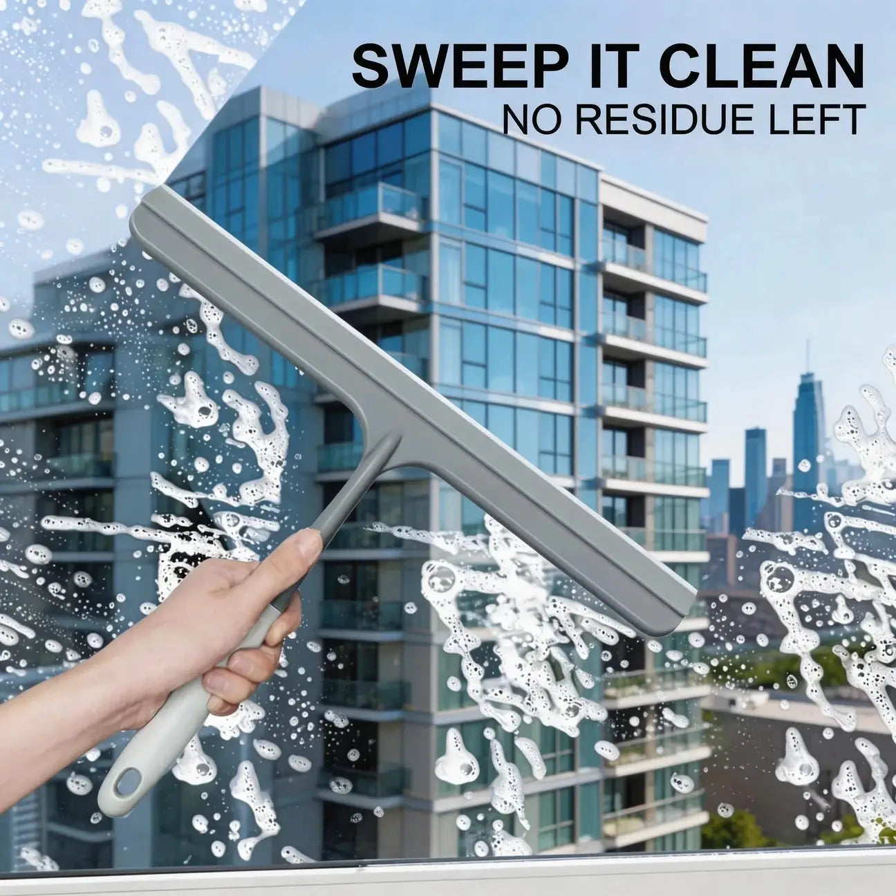 Silicone scraper wiper Simples Market, gray silicone handle, for windows, glass and shower doors