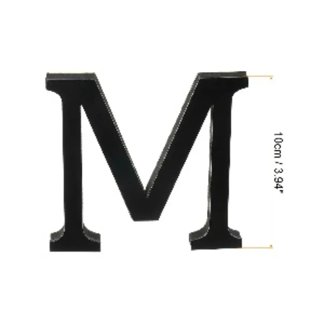 Letter M wall art decal, 10cm, black 3D mirror acrylic, self-adhesive, Simples Market
