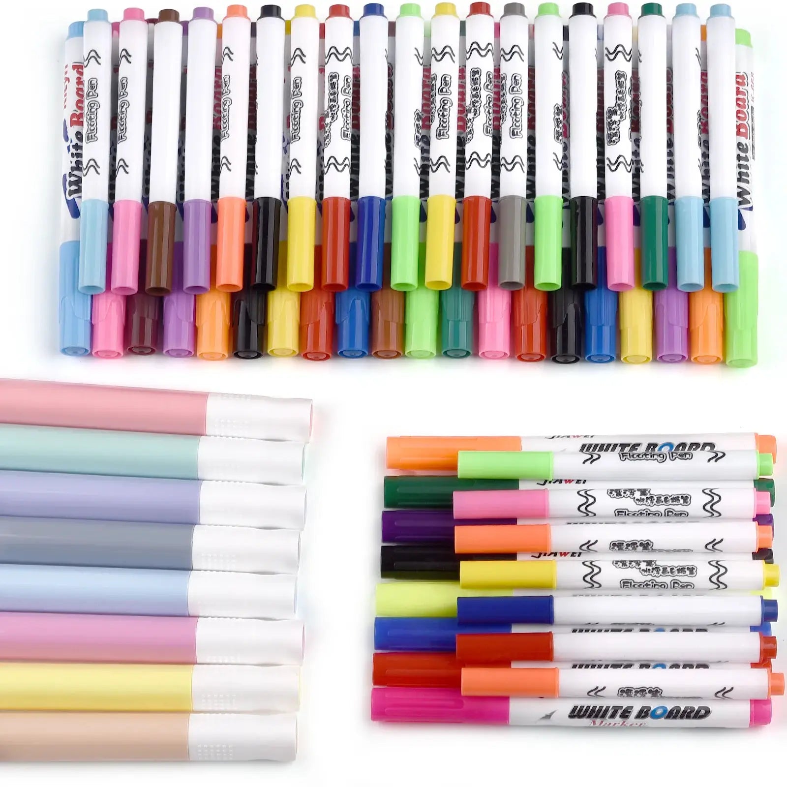 Simples Market whiteboard markers in a rainbow array with pastel and bright caps