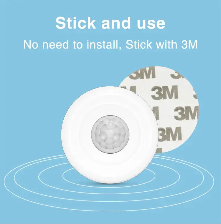 Simples Market Tuya WiFi Smart PIR Motion Sensor, white with 3M adhesive pad.