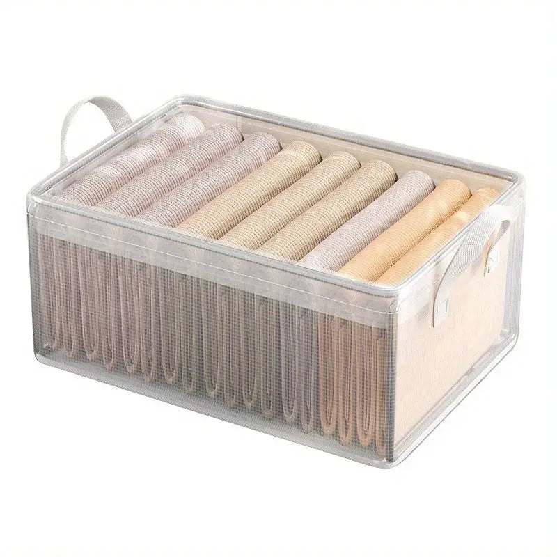 Transparent PVC Storage Box With Solid Steel Frame Waterproof Underwear Organizer For Home And Dormitory