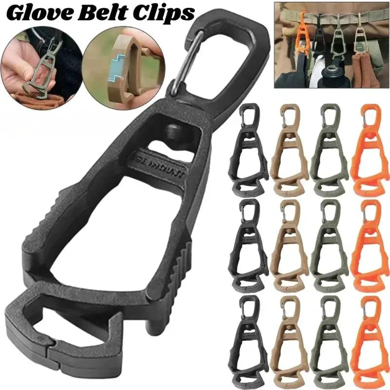 Glove belt clip holder by Simples Market; carabiner-style anti-drop safety clip, multi-color set