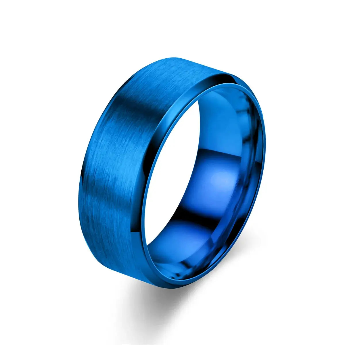 8mm Classic Stainless Steel Ring Unisex For Men And Women 7 Color Matte Finish Double Inclined Plane Design