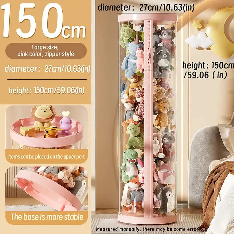 Transparent Doll Storage Box For Plush Toys And Dolls DIY Zipper Tube Organizer Christmas Gift For Kids