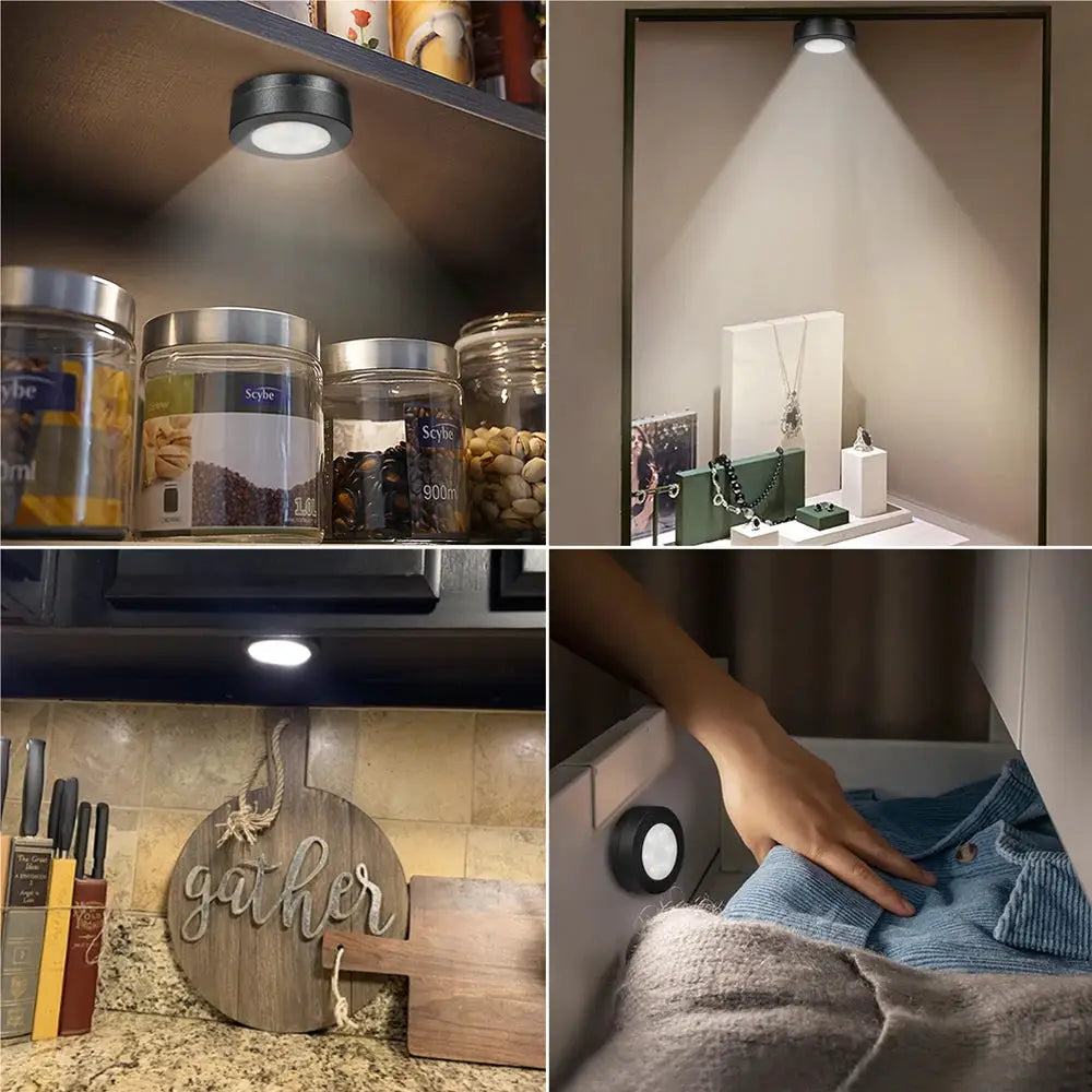 Simples Market black round LED under-cabinet light, dimmable 3000–6500K with remote control (1-6 pcs)