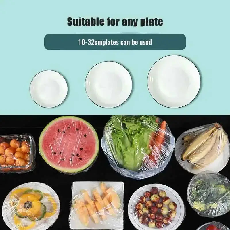 100 Pcs Elastic Food Covers Disposable Plastic Bowl Lids For Fruit And Vegetable Storage Freshness Seal Wraps