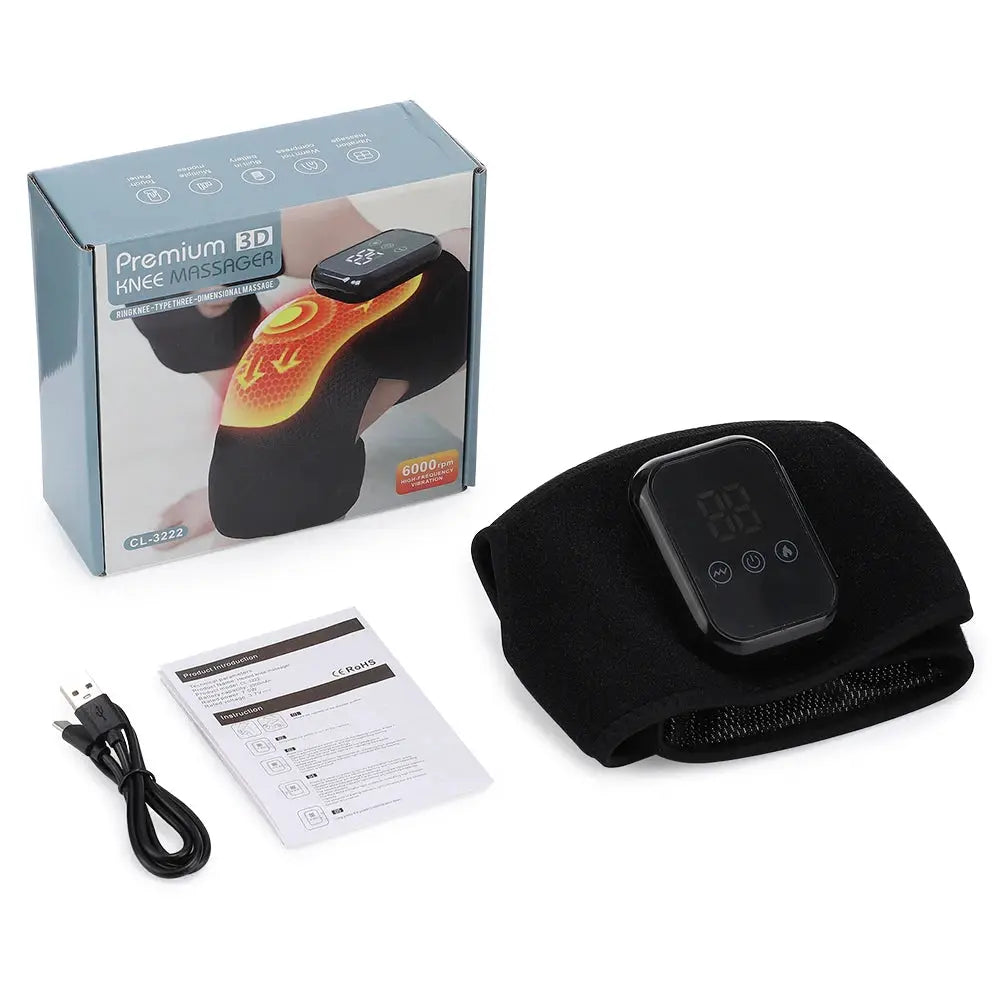 Simples Market electric heated knee massage pad with controller; USB cable, manual and box (4 items)