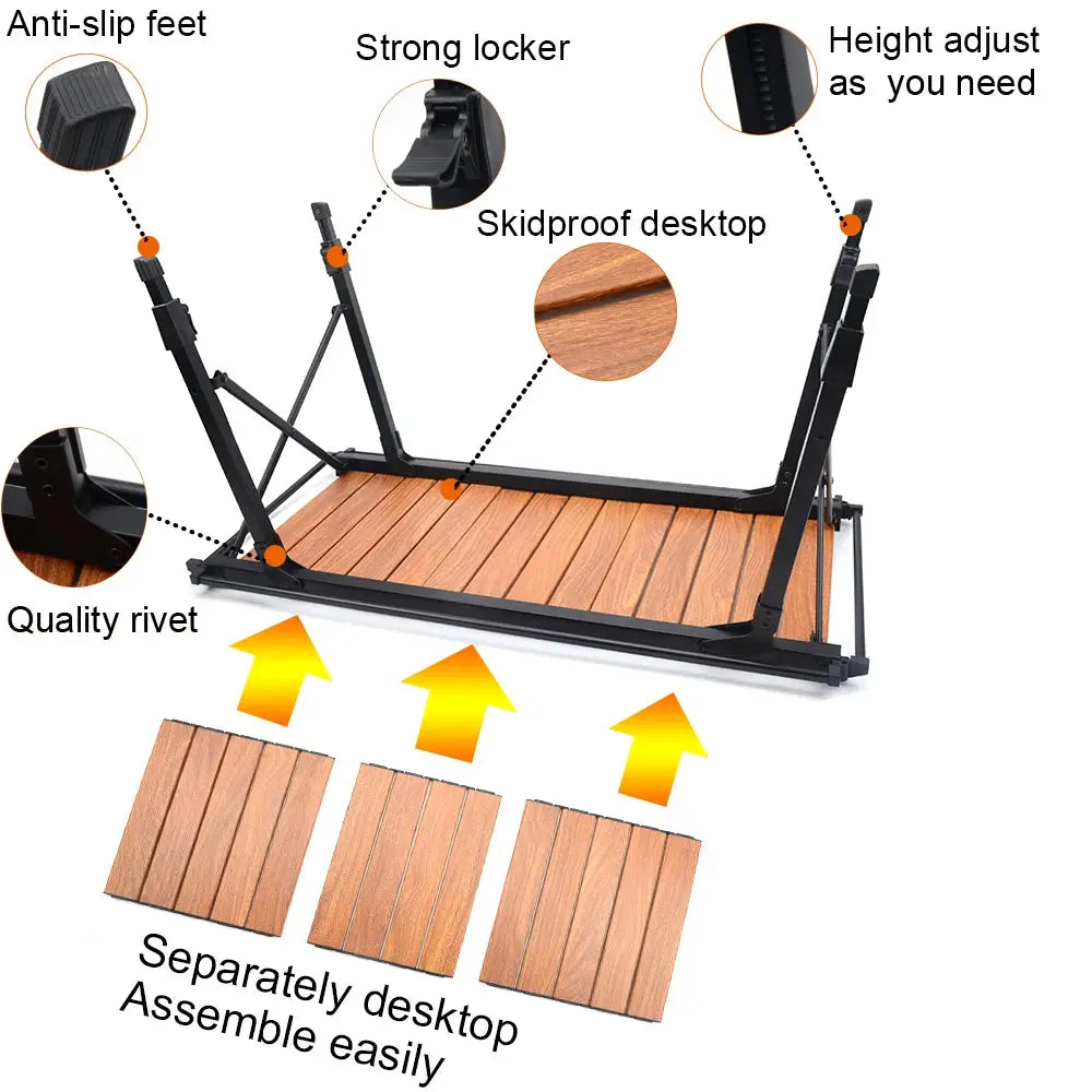Camping Folding IGT Wood Table With Gas Stove Portable Lightweight Camp Bbq Grill Table For Outdoor Picnics Fishing