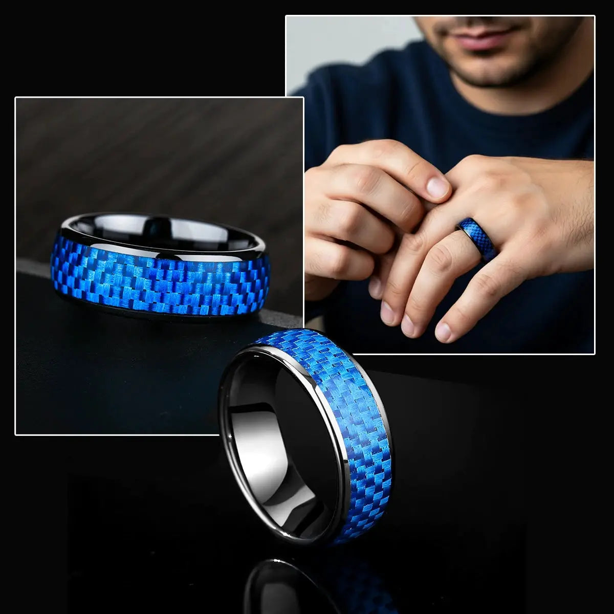 Inlay Blue Or Black Carbon Fiber 7mm Ceramic Finger Ring For Men And Women Gen2 Rewritable 13 56 MHz UID 1K S50 Smart Ring