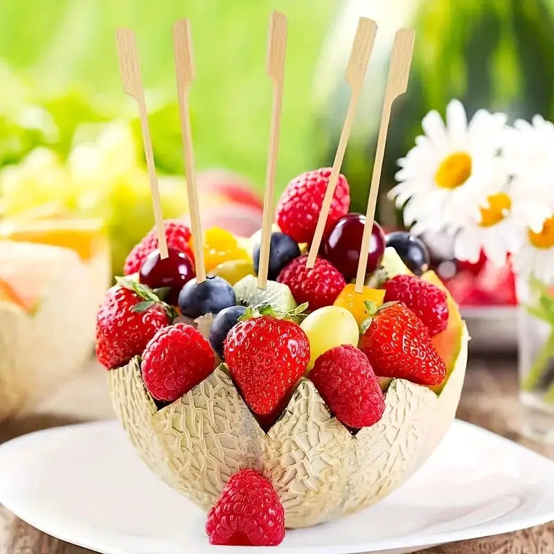 100 Pcs Natural Bamboo Skewers Disposable BBQ Sticks For Kabob Fruit Cocktail Camping Party Grilling Tools