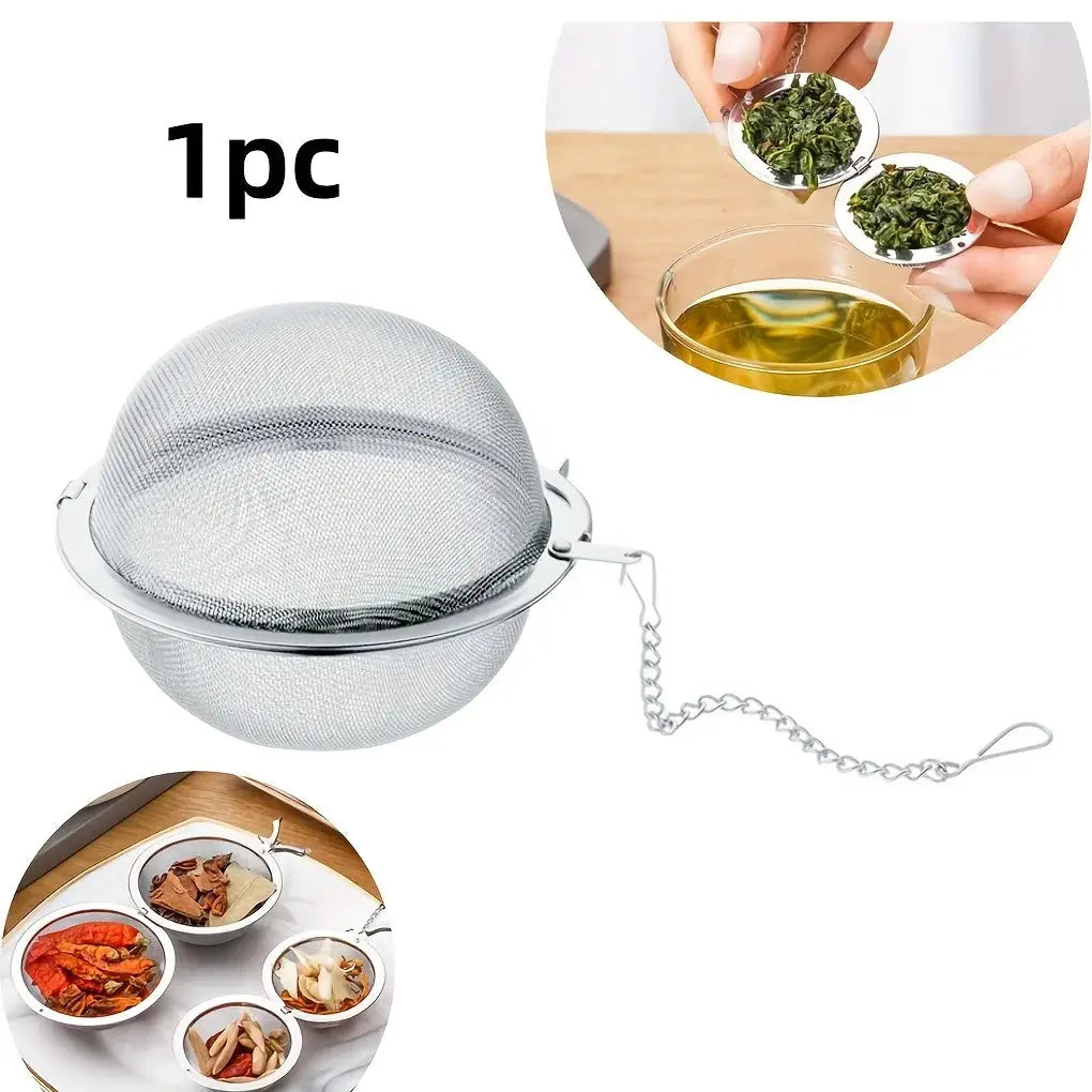304 Stainless Steel Tea Infuser Filter Ball With Extension Chain Hook For Teas Soups And Broths