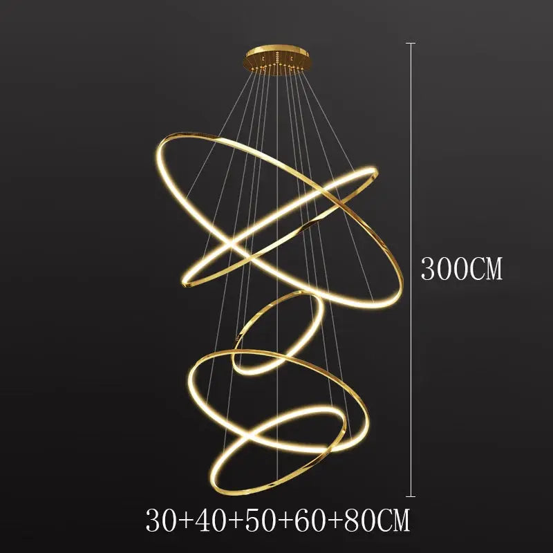 Pendant light gold LED spiral chandelier for living room by Simples Market
