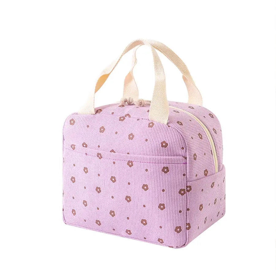 FloralPulse Printed Floral Insulated Lunch Bag With Waterproof Portable Thermal Cooler For Office Or Camping