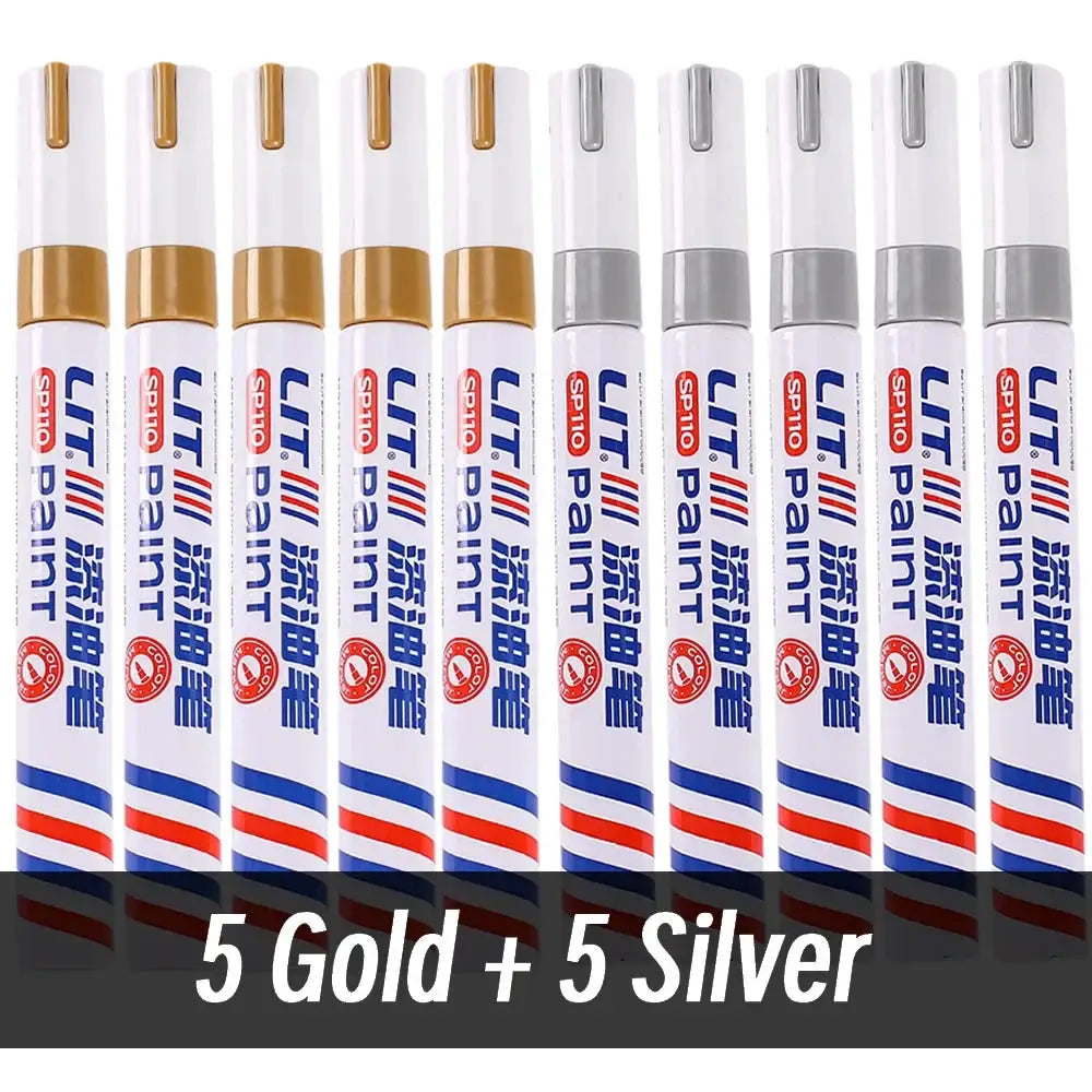 Simples Market 3mm permanent paint markers, 10-pack in gold and silver for metal, rubber and fabric