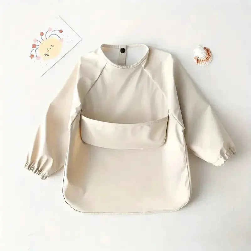 1 Piece Solid Color Baby Painting Smock Long Sleeve Waterproof Art Smock And Feeding Bib Apron For Kids Accessories
