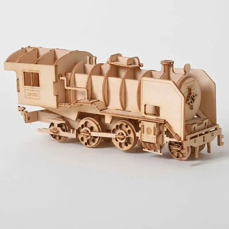 DIY 3D Wooden Puzzle Kit For Assembly Laser Cut Sailing Ship Biplane Steam Locomotive Train Toy For Adults And Kids