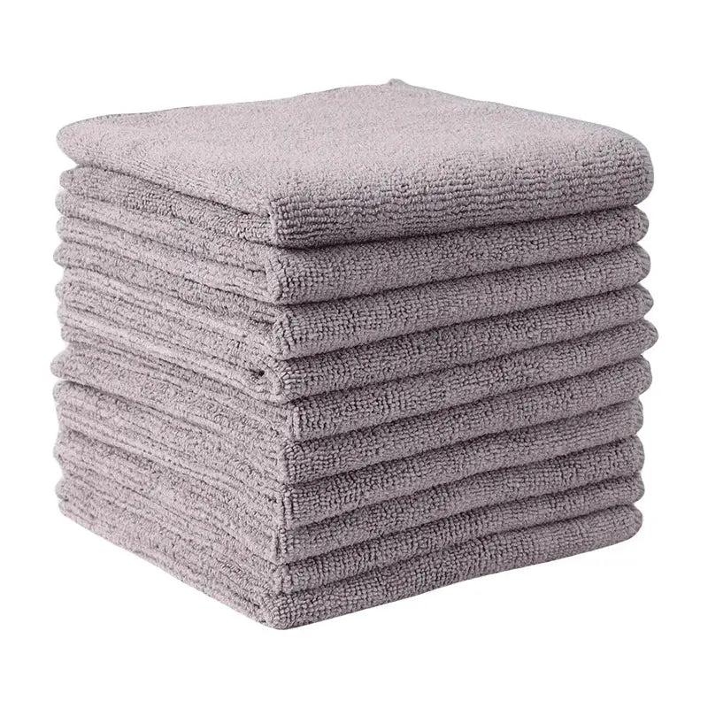 Gray microfiber car cleaning towels, soft quick-drying double-layer cloths