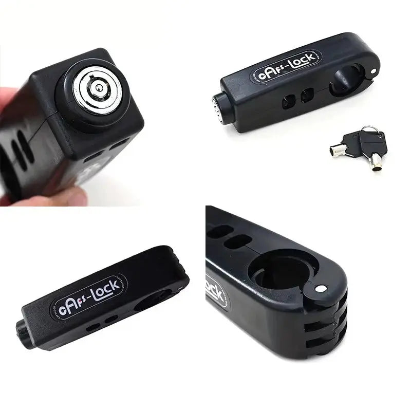 Motorcycle handlebar lock AFS-Lock, black anti-theft lock with keys, universal fit