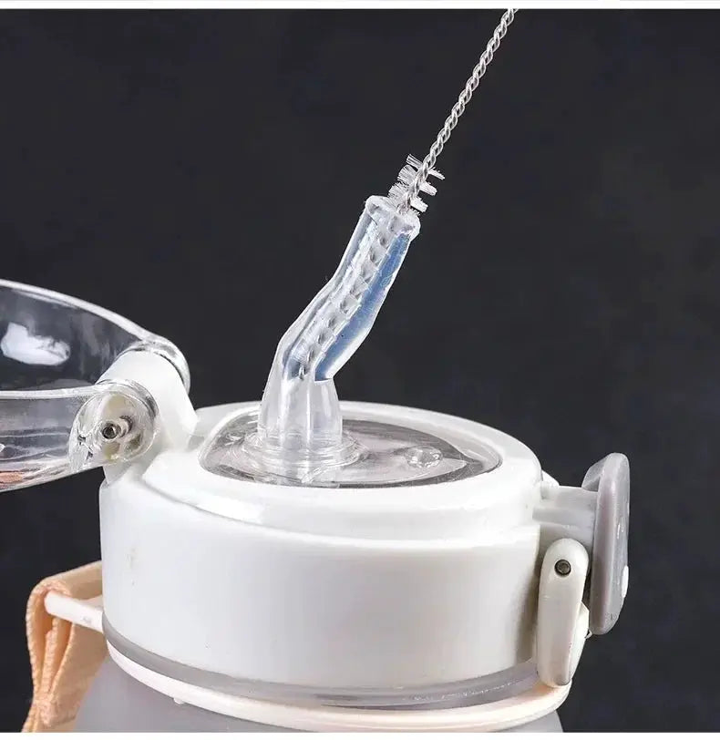 Drinking straw cleaning brush kit with long nylon/stainless steel brushes for baby cups, bottles and tubes; reusable