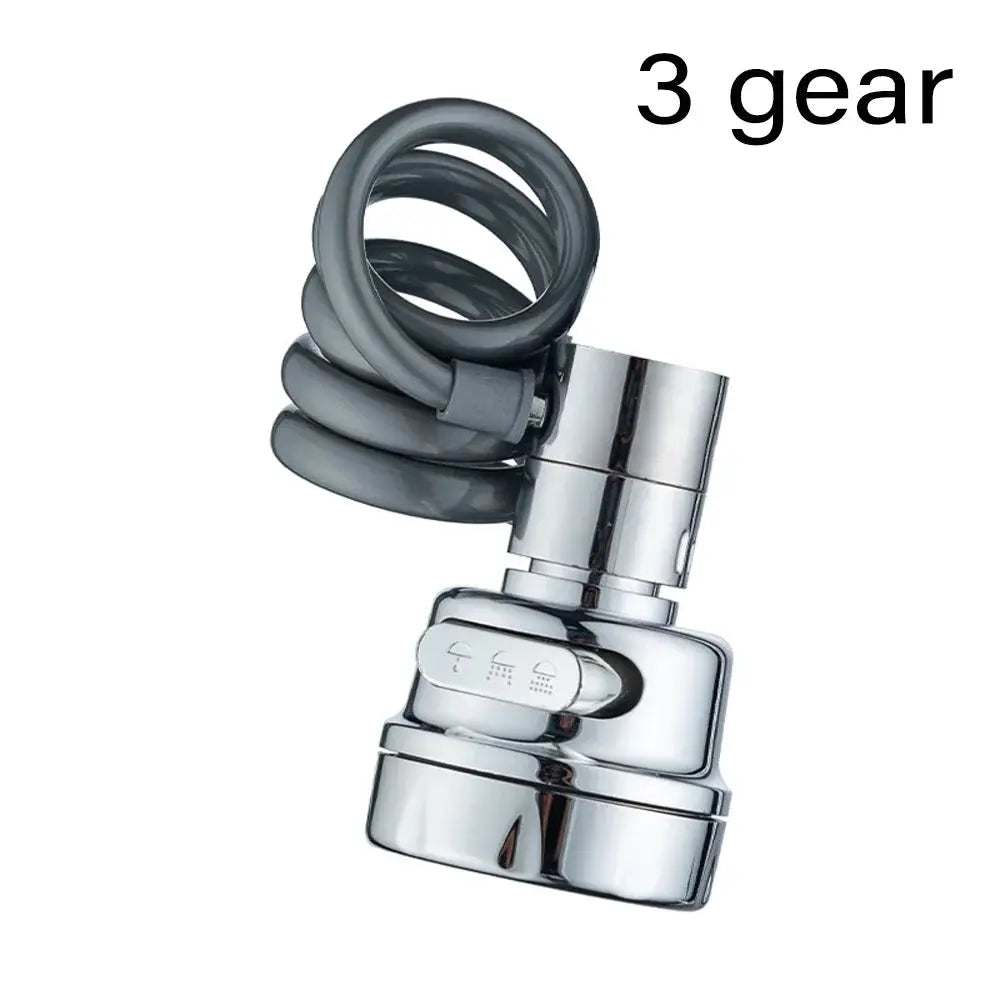 Simples Market chrome sink faucet with gray flexible hose, 3-mode and 360° rotation extension.