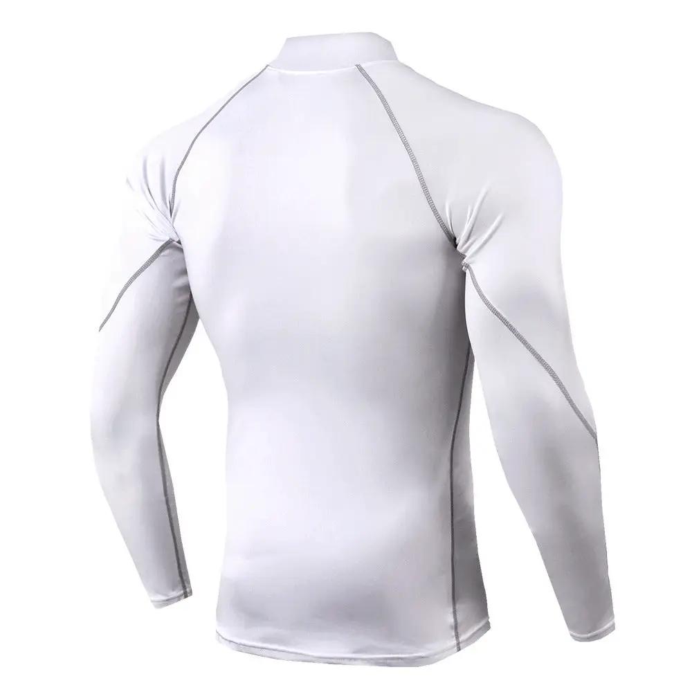 Men's white quick-dry long-sleeve compression rashguard top by Simples Market