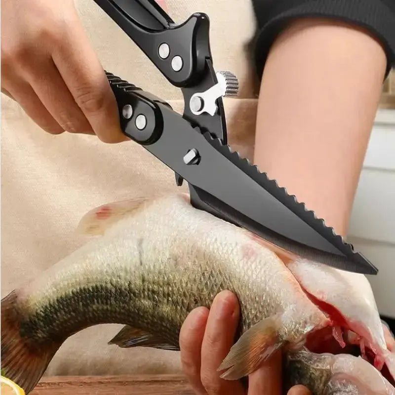 Brand Kitchen Scissors Black Titanium Stainless Steel Heavy Duty Bone Cutting Shears For Chicken Duck Goose