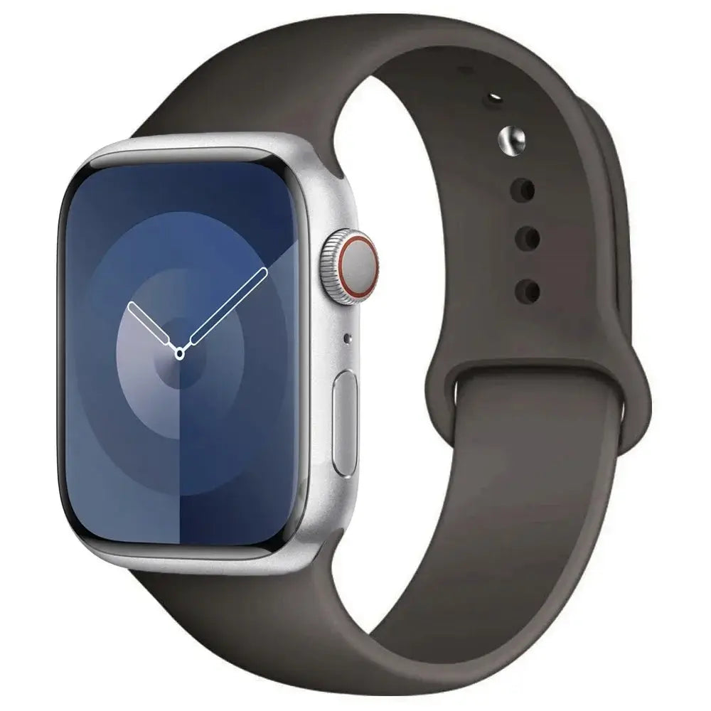 Apple Watch silicone band in dark gray by Simples Market, fits 38-45mm Apple Watch Series 3–Ultra 2.