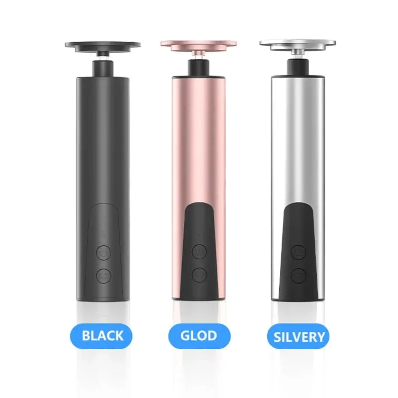 Simples Market electric foot callus remover set with three devices in black, gold, and silver and replacement sandpaper