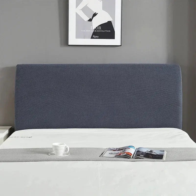 Headboard cover, grey elastic, for long upholstered headboard