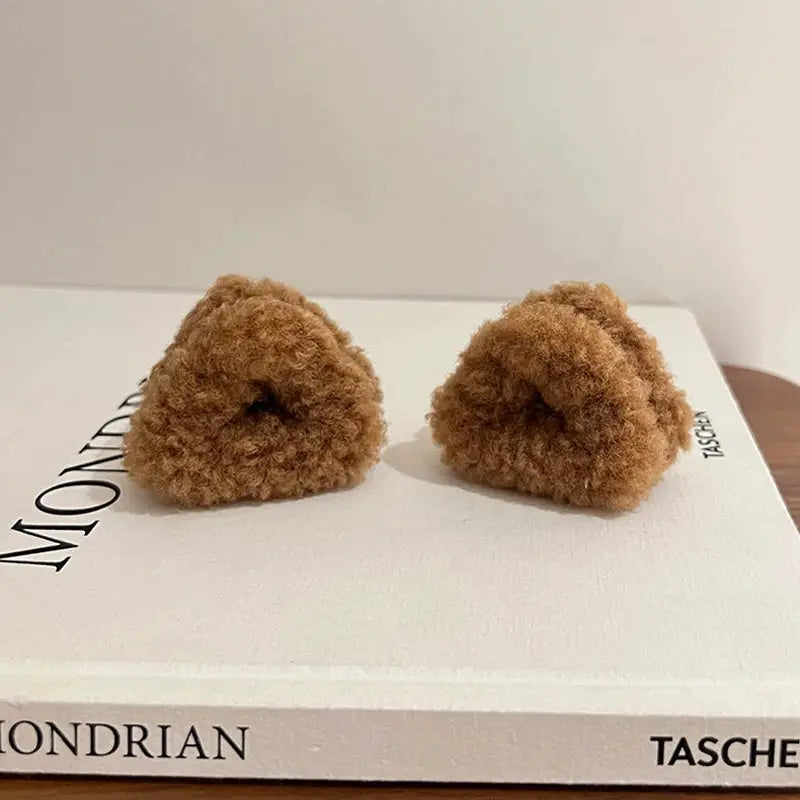 CozyNook Plush Cat Ears Hair Clips 2 Pack Beige Duck Beak Clips for Women and Girls